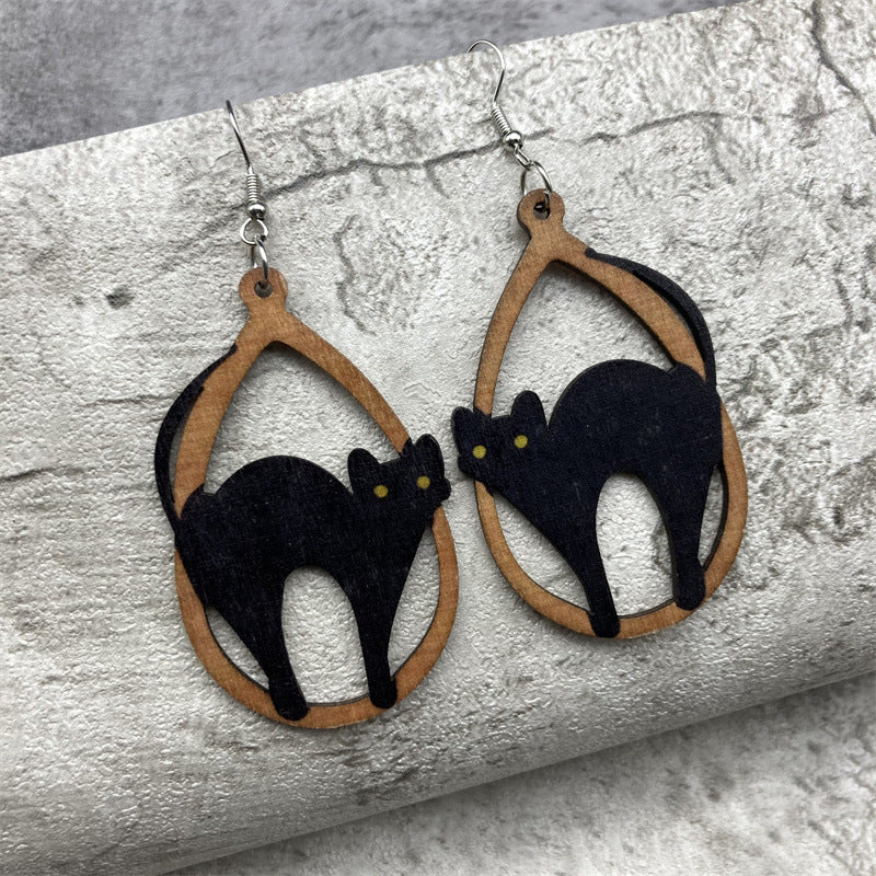 Wholesale Halloween Double Sided Wood Earrings